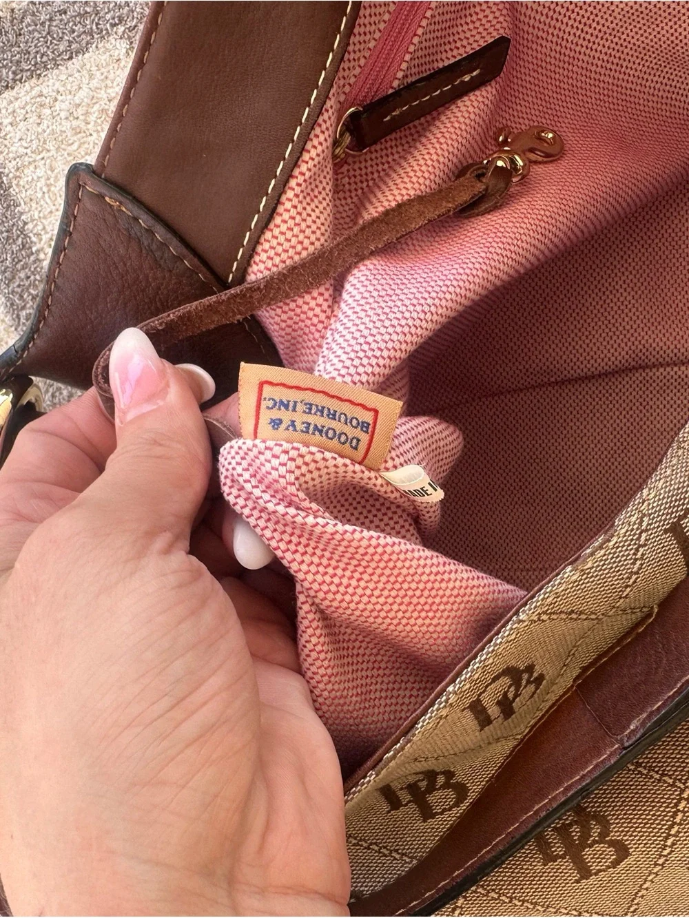 Dooney & Bourke Brown Logo-Print Hobo Bag